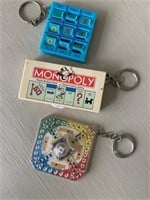 Vintage Game Keychains-Monopoly/Trouble/TicTacToe
