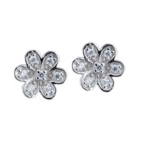 Simulated Diamond Pavé Flower Earrings