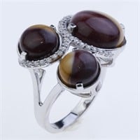 Size 7 Triple Round Mookaite Sterling Slv Ring