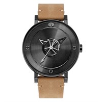 ODM Men's Watch-Black Case with Tan Leather Strap