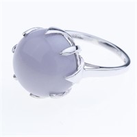 Sz 6.5 14Mm Lavender Yttrium Flourite Silver Ring
