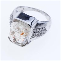 Size 8 Sterling Silver Sunstone & Zircon Ring