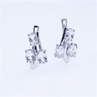 Sterling Silver 3-Stone Design Danburite Earrings