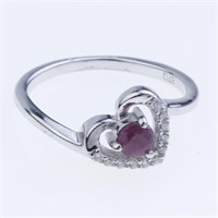 Size 8 Heart Indian Ruby & Zircon Ring
