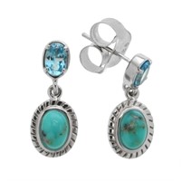 Silver Campo Turquoise & Blue Topaz Drop Earrings
