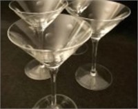 Vintage Etched Polka Dot Crystal Martini Glasses