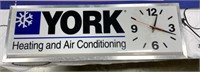 York Heating / Air Clock 13x35"
