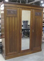 70"x 21"x 81" Antique Mirrored Wood Armoire W/Key