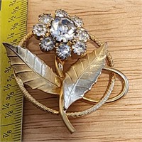 Vintage Crystal Stone Brooch Antique Pin