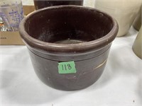 Brown Salt Glaze Stoneware Squatty Crock-