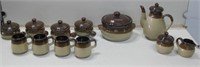 Set Vtg Brown Ceramic Dishes Tallest 7"