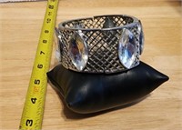 Silver Lattice Rinestone cuff vintage bracelet