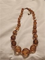 Crystal maybe glass amber colored bead necklace