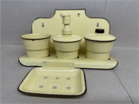 Yellow enamelware kitchen bathroom set