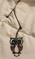 Multiple stones antique vintage owl necklace