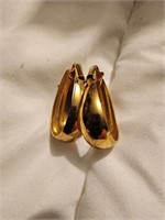 Thick Earrings gold hoop clip ons vintage
