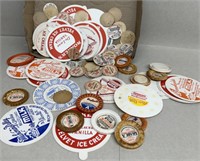 Vintage milk and dairy ice cream lids