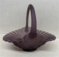 Purple satin candy dish with handle