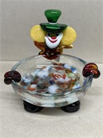Murano glass clown candy dish
