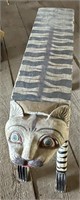 Folk Art Carved Cat Bench