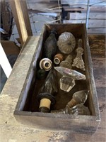 Wood Box of Ornate Bottle Toppers