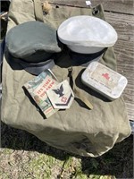 Military Duffle Bag, Hats & USAF First  Aid Kit