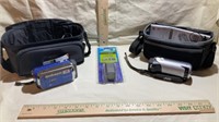 JVC Mini Camcorders with cases, extra battery