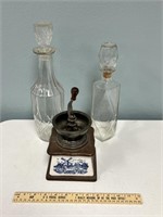 Coffee Grinder & 2 Glass Decanters
