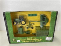 John Deere tractor and implement set