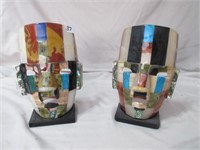 stone art mask bookends