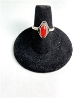 Sterling Coral Ring 4 Grams Size 7