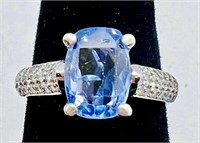 14k Gold 3.24 cts Blue Sapphire & Diamond Ring
