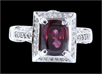 $11,000  4.36 cts Raspberry Garnet & Diamond 14k