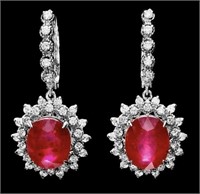 $11730  15.95 cts Ruby & Diamond 14k Earrings