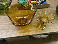 Amber Glass Bowl & Candy Dish