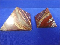 (2) Marble Pyramid Paper Weights