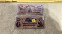 Reproduction Confederate money, NOT REAL