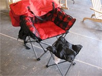 GUIDE GEAR RED PLAID CHAIR & FOOT REST