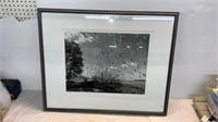 MATTED AND FRAMED BLACK AND WHITE PRINT