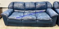 Blue Faux Leather Couch (85”)
