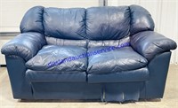 Blue Faux Leather Loveseat (67”)