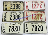 Lot of (6) 1960’s Iowa License Plates