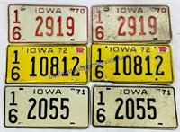 Lot of (6) 1970’s Iowa License Plates
