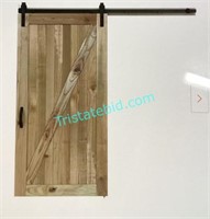 36 in. x 84 in. 2 Panel Rustic Unfinished Wood Sli