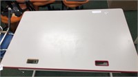 Red and White Composite Top Computer Desk