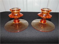 carnival glass candle holders
