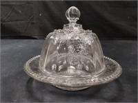 Vintage Etched / Molded Glass Butter Bell