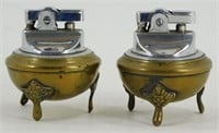 2 Footed Table Lighters with 3-Leg Brass Bases