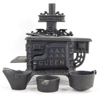 Queen Miniature Cast Iron Toy Stove with Pans,