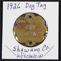 1926 Shawano Co. Wisconsin Dog Tag